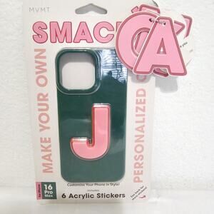 NEW!! MVMT iPhone 16 Pro Max Green Case Pink Letters S M C S A K J Personalized